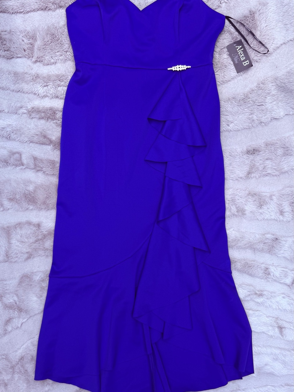 Alexa B Nites Neon Royal Strapless Dress